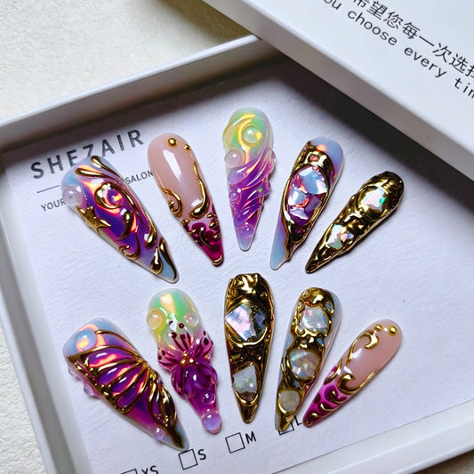 Opal Butterfly Bloom Press-On Nails