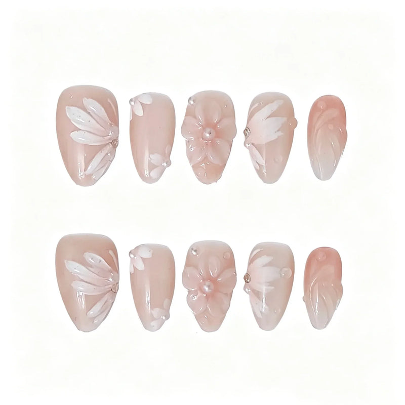 Pink Floral Blossom Press-On Nails