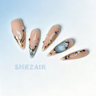 Vintage Gold Gemstone Stiletto Press-On Nails