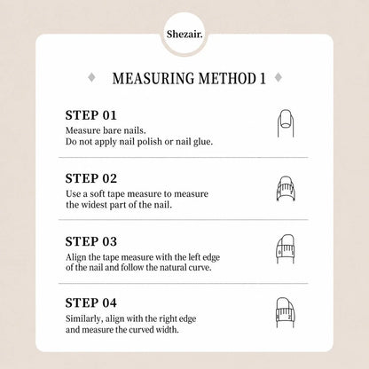 Shezair nail measurement guide: 4-step method using soft tape measure for accurate nail width sizing