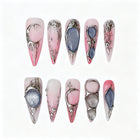 Pink Silver Gothic Chrome Press-On Nails