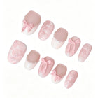 Pearl Pink Bow Press-On Nails Set