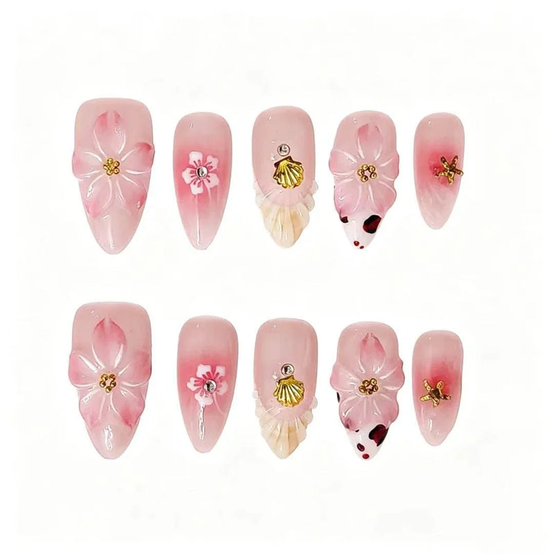 Pink Blossom Shell Press-On Nails