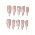 Pink French Pearl Floral Press-On Nails
