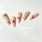 Red Star Ribbon Almond Press-On Nails